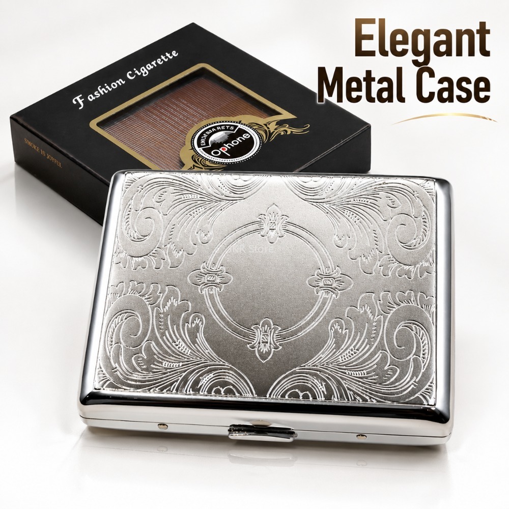 Travel Accessories Usa - Портсигар из нержавеющей стали с тиснением,