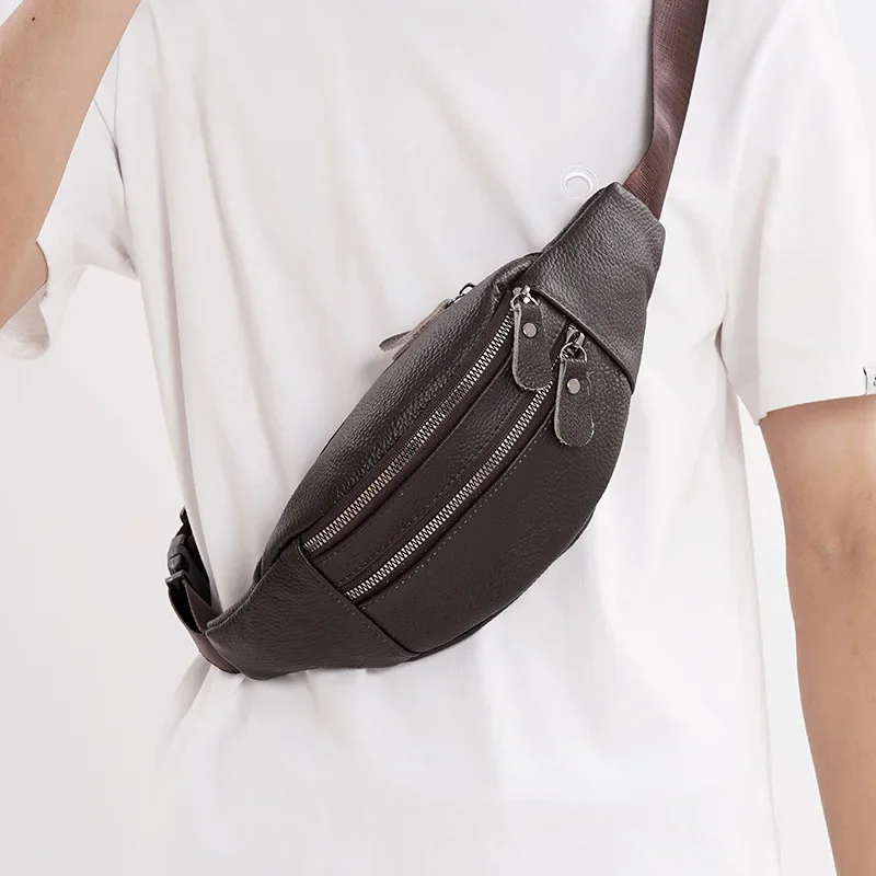Travel Accessories Tech - Мужская поясная сумка из натуральной кожи,